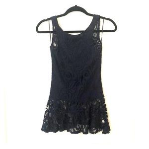Lace tank with low v back